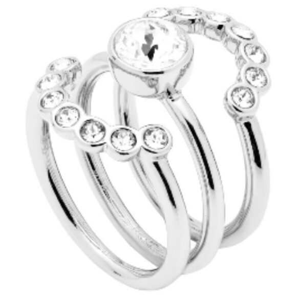 💕TED BAKER LONDON💕 Silver Cadyna Concentric Crystal Ring S/M NWT - Picture 3 of 8